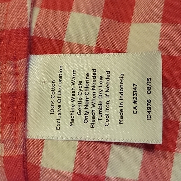 TALBOTS button down, check pattern, denim cuffs, 100% cotton. Size Small petite - Picture 9 of 9